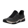 Slip-On Sneaker RIEKER "Ready2GO", Damen, Gr. 41, grau (anthrazit, schwarz), Lederimitat, Textil, sportlich, Schuhe, Halbschuh, Freizeitsneaker mit seitlichem Reißverschluss