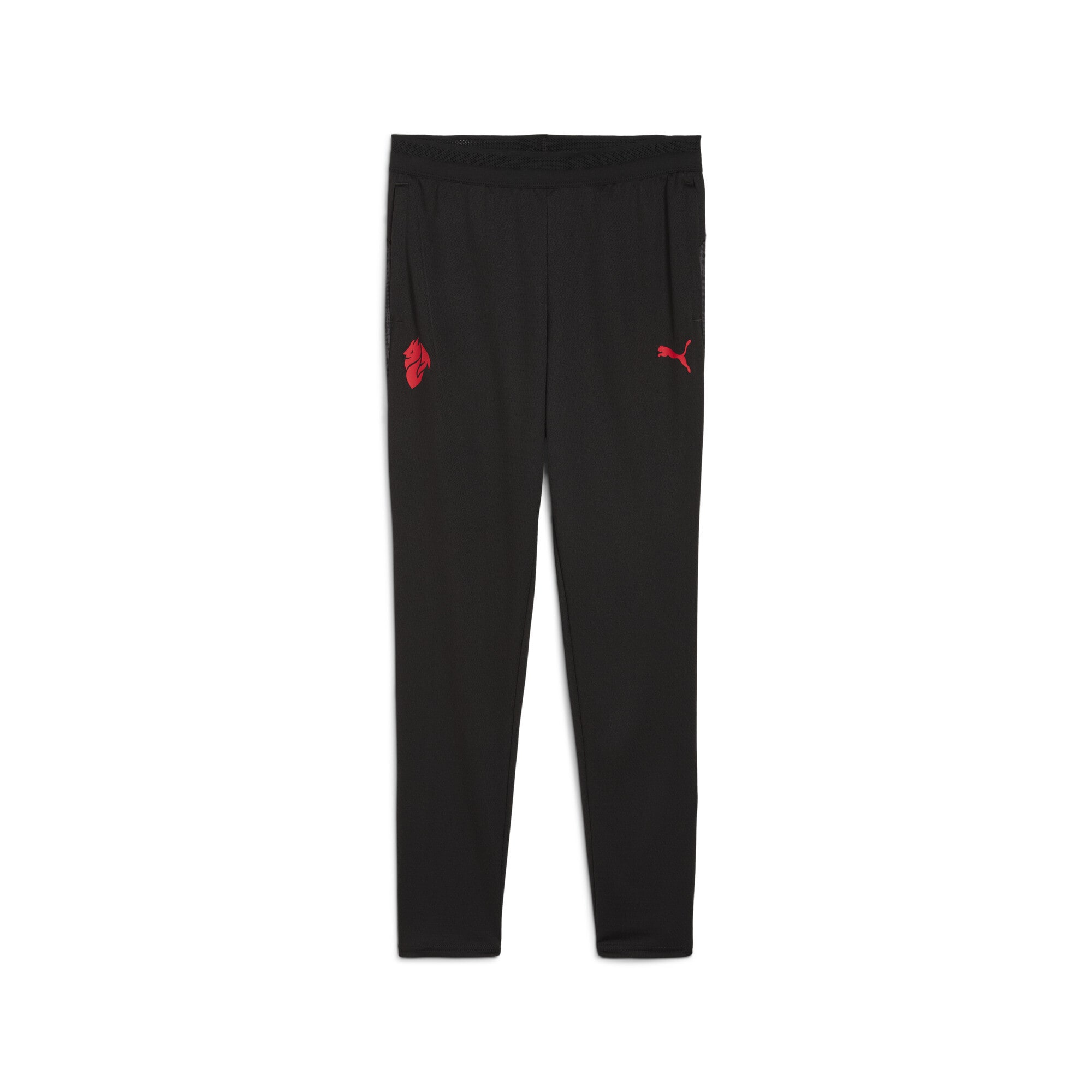 Sporthose PUMA "AC Mailand Trainingshose Jugendliche", Kinder, Gr. 140, Normalgrößen, rot (schwarz for all time rot), Obermaterial: 100% Polyester; Besatz: 88% Polyester, 12% Elasthan; Einsatz: 100% Polyester, bedruckt, regular fit, Hosen Image