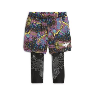 Leggings PUMA "Melo Alien Skins 2-in-1-Basketballhose Herren", Herren, Gr. L, Normalgrößen, schwarz, Innenmaterial: 83% Polyester, 17% Elasthan; Außenseite: 100% Polyester, bedruckt, oversize, Hosen Image