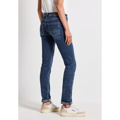 Comfort-fit-Jeans STREET ONE, Damen, Gr. 36, Länge 28, blau (mid blau random washed), Jeans, 79% Baumwolle, 15% Polyester, 4% Elastomultiester, 2% Elasthan, unifarben, casual, normal, Jeans, Middle Waist Image