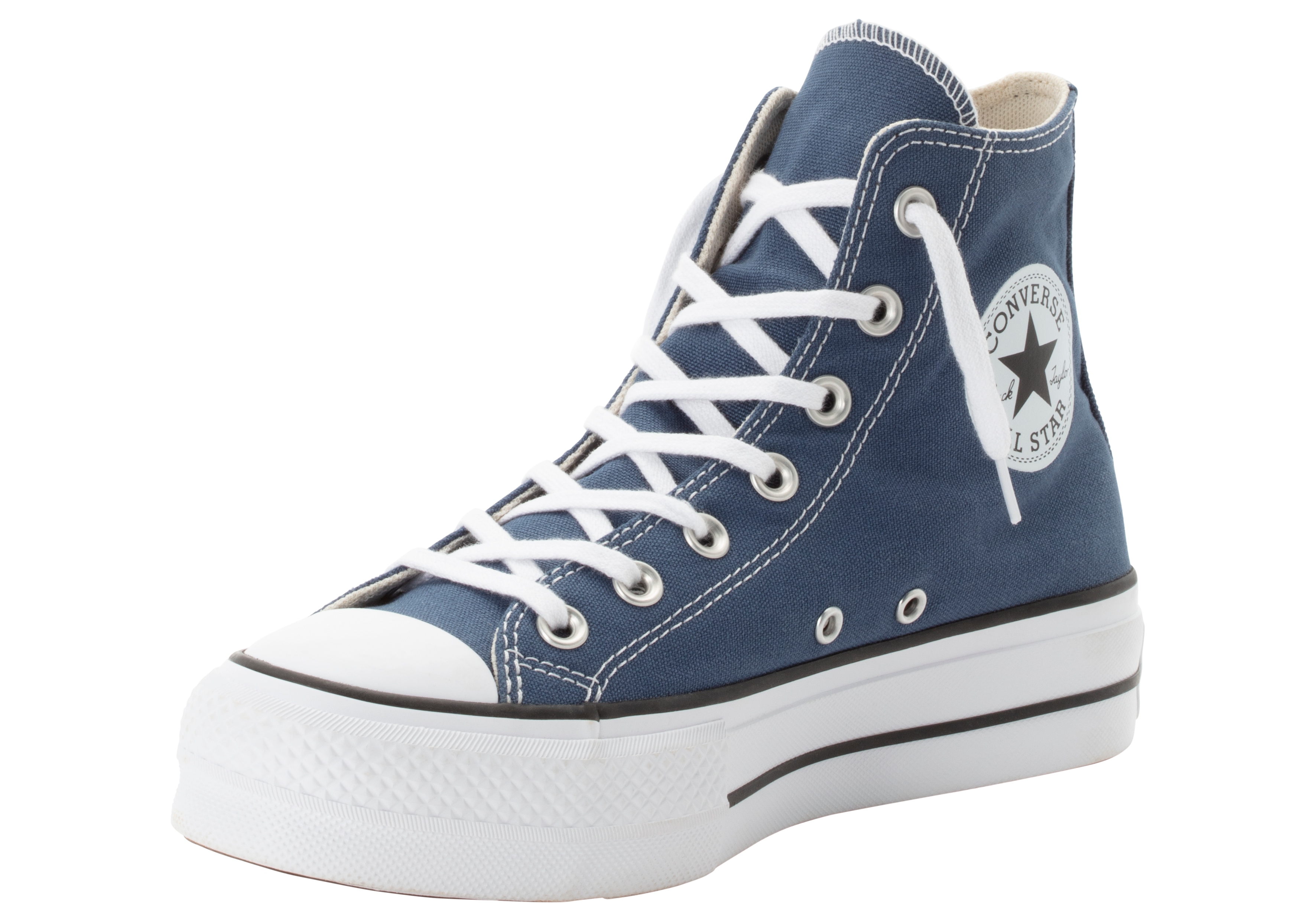 Sneaker CONVERSE "CHUCK TAYLOR ALL STAR LIFT PLATFORM", Gr. 40, slacker blau, weiß, schwarz, Textil, Sportlich, Schuhe