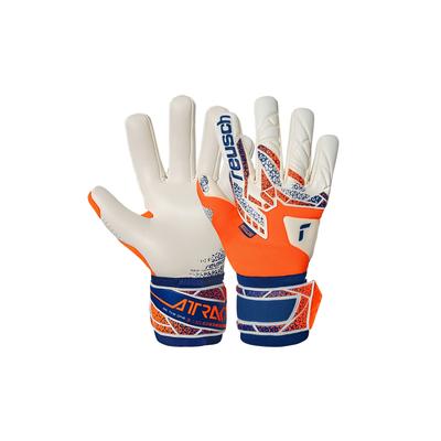 Torwarthandschuhe REUSCH "Attrakt Gold X NC", Damen, Gr. 10, orange (orange, blau), 55% Elastodien, 23% Polyester, 4% Polyamid, 4% Polyurethan, mehrfarbig, sportlich, Handschuhe, mit Negative Cut Image