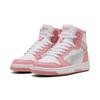 Sneaker PUMA "Rebound V6 Mid Space Belle Sneakers Mädchen", Kinder, Gr. 38.5, sea glass pinkscape weiß blau pink, Obermaterial: Synthetik, Textil; Futter: Textil; Innensohle: Textil; Laufsohle: Gummi, Schuhe