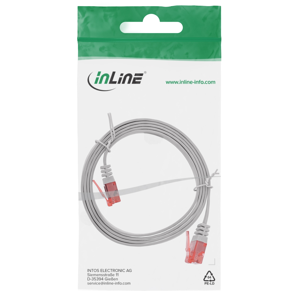 InLine® 71601 Patchkabel flach, U/UTP, Cat.6, grau, 1m Image