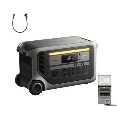 Anker SOLIX F3000 + Transfer Switch (120V, 6-Circuit) + Generator Input Adapter (120V)