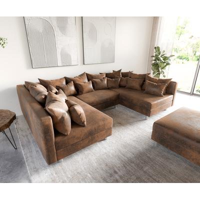 DELIFE Wohnlandschaft Clovis Braun Vintage Optik modular Hocker, Design Wohnlandschaften, Couch Loft, Modulsofa, modular Image