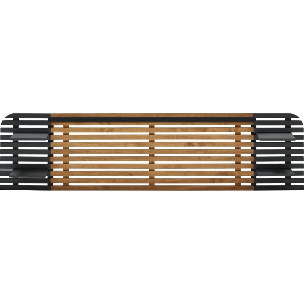 Tête de lit en lattes bois clair / noir avec chevets intégrés 240 cm