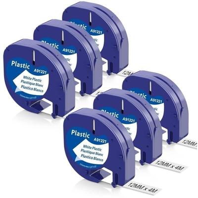 SNQ - 6 x kompatibles Dymo-Band, 12 mm x 4 m, für Dymo Letratag xr LT-100H LT-100T Letratag 200B Image