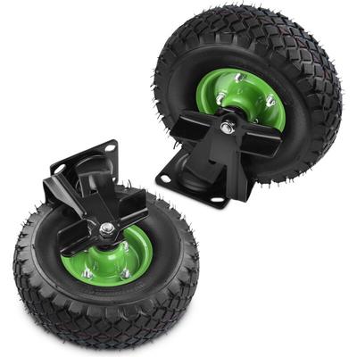 Xiiw - 2 Stück Lenkrollen mit Bremse Set ø 250 x 90 mm Rad, Ruhig Luftrad auf Stahlfelge Schwartz Image