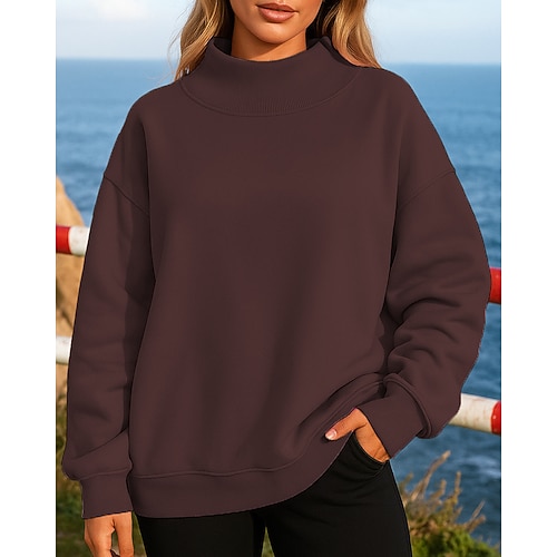 Damen Einfarbig Fleece-Sweatshirt Pullover Herbst Winter Langarm Athleisure Thermowarm Winddicht Wandern Laufen Training Schwarz Weiß Rosa Sportbekleidung Sportkleidung Image