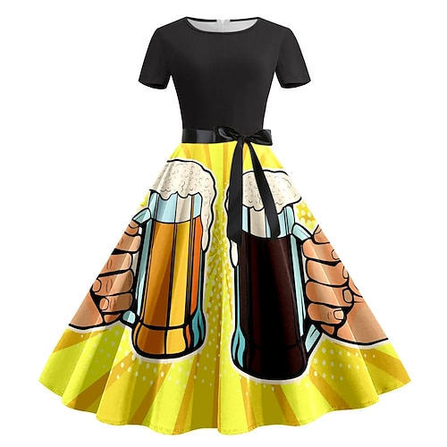 Kleid Bayerisch München Deutsch alpin Grafik für Damen Erwachsene 3D-Druck für Karneval Oktoberfestbier Party Image