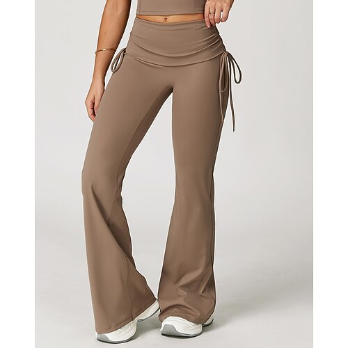 Damen Laufhosen Schlag-Leggings Kordelzug Weites Bein Hohe Taille Unterteile Fitnessstudio Athleisure Trainieren Sommer Frühling Bauchkontrolle Training sportlich Laufen Normale Passform Image