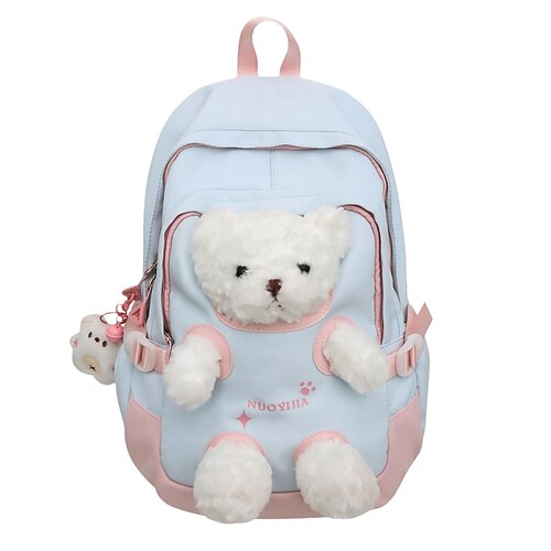 Zaino Orso di Peluche per Bambine di Giardinaggio e Scuola Elementare Carino Zaino Leggero con Design in Peluche per Viaggi Quotidiani a Scuola