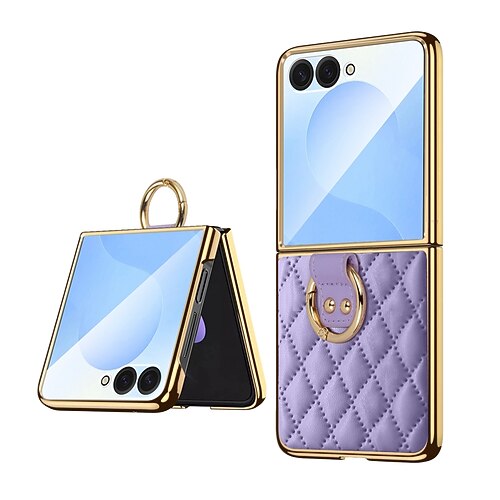 Handy Hülle Handyhüllen Für Samsung Galaxy Z Flip 7 Z Flip 6 Z Flip 5 Z Flip 4 Z Flip 3 Rückseite Ringverschluss Stoßfest Retro TPU PU-Leder Image