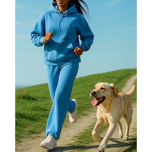 Damen Trainingsanzug Jogginghose Pullover Kordelzug Tasche Einfarbig Kombination Frühling Herbst Schwarz Weiß Angeln Wandern Outdoor Sonnenschutz Winddicht Leicht Langarm Sport Sportkleidung Image