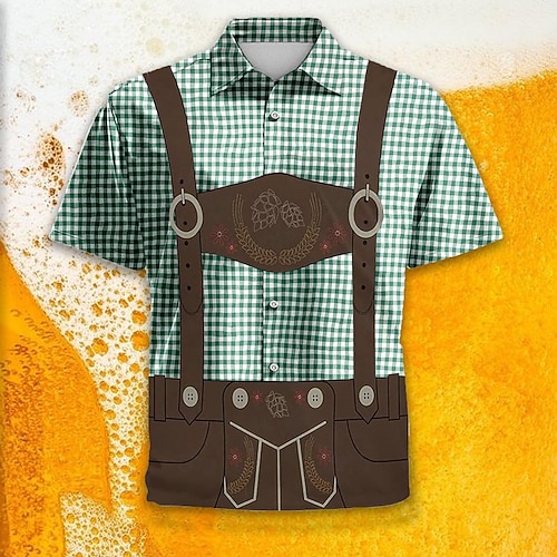 Hawaii-Hemden Aloha-Hemd Bayerisch München Deutsch alpin Grafik für Herren Erwachsene 3D-Druck für Karneval Oktoberfestbier Strand Urlaub Party Image