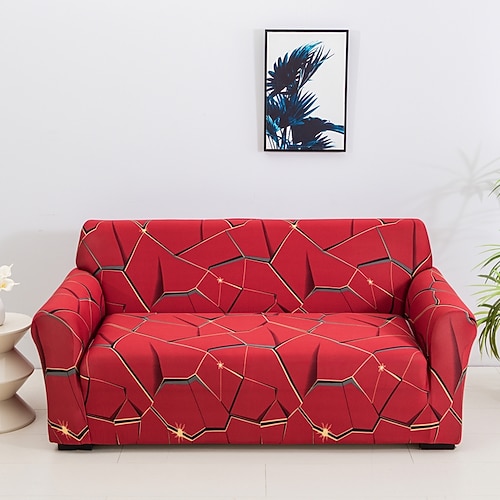 elastischer Sofabezug mit geometrischem Aufdruck, dehnbarer Wohnzimmer-Sofa-Kombinations-Sofabezug, horizontaler Sofabezug für 1/2/3/4 Sitze, geeignet für alle Jahreszeiten Image