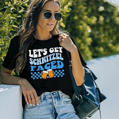 T-Shirt Bayerisch München Deutsch alpin T-Shirt Ärmel Grafik für Damen Erwachsene Heißprägen für Karneval Oktoberfestbier Party Alltagstauglich Image