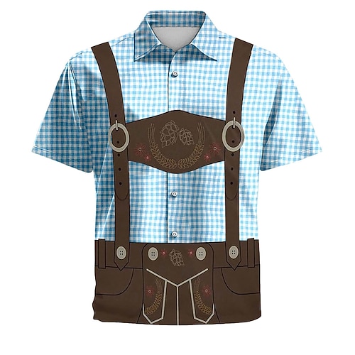 Bayerisch München Deutsch Hawaii-Hemden Aloha-Hemd Lederhosen-Print Grafik für Herren Erwachsene 3D-Druck für Karneval Oktoberfestbier Urlaub Party Image
