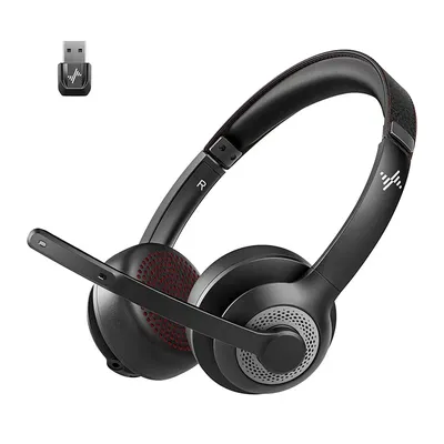 JIAMQISHI EH02 Bluetooth-Headset mit USB-Dongle für Call Center Office, verbesserte kabellose Kopfhörer, AI-Geräuschunterdrückung, Mikrofon