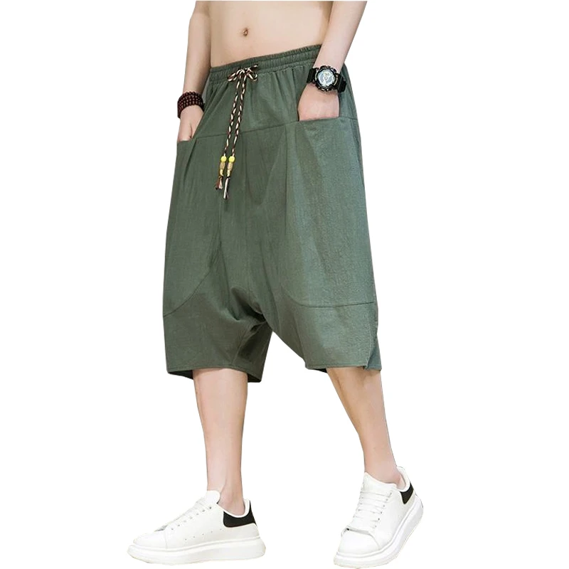 Sommer Chinesischen Stil Lose Harajuku Breite Bein Männer Shorts Hip Hop Männlichen Jogging Kurze Hosen Streetwear Hosen Jogginghose M-5XL