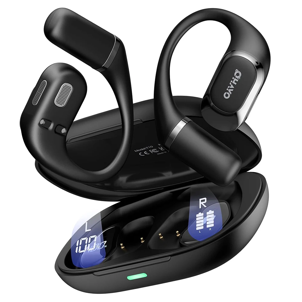 Ohayo T10 Open-Ear-Ohrhörer, Bluetooth 5.4-Kopfhörer, kabellos, 40 Stunden Spielzeit, TWS, kabellose Ohrhörer mit Digitalanzeige für Sport Image