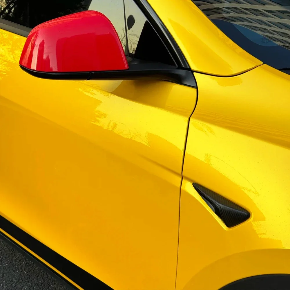 Autoaufkleber, Wickelfilm, flüssiges Metall, gelbe Farbwechsel, Vinylfolie, PET, blasenfrei, Wickelaufkleber, Autoaufkleber, Innen- und Außenbereich Image