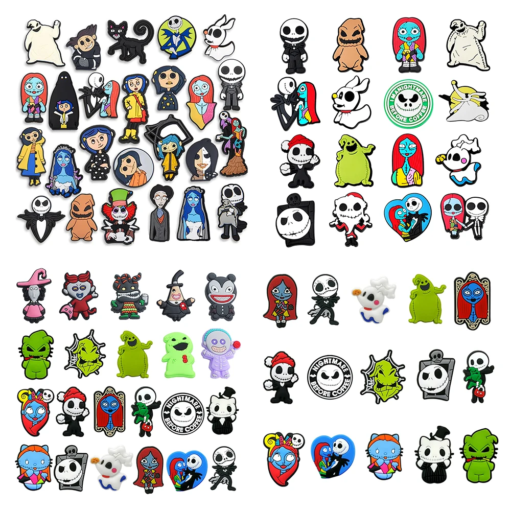 12-25pcs Cartoon Shoe Charms Movie Nightmare Before Christmas Shoes Accessories Decoration Skull Jack Shaped Clog Sandal Buckle