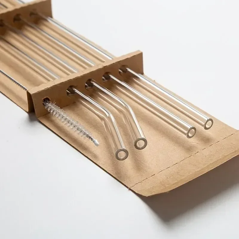 1 Satz hitzebeständige Glasstrohhalme mit Bürsten – 5 Sätze – wiederverwendbare und leicht zu reinigende Safttrinköhrchen für schwangere Frauen Image