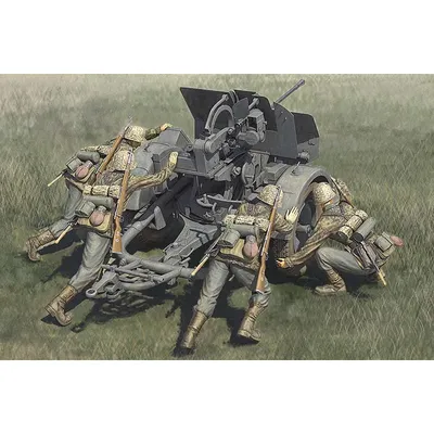 Hobby Boss Maßstab 1:35 84418 Deutsche 20 mm Flak38 Early Waffen SS Crews Statischer Ausstellungsmodellbausatz TH18415 Image