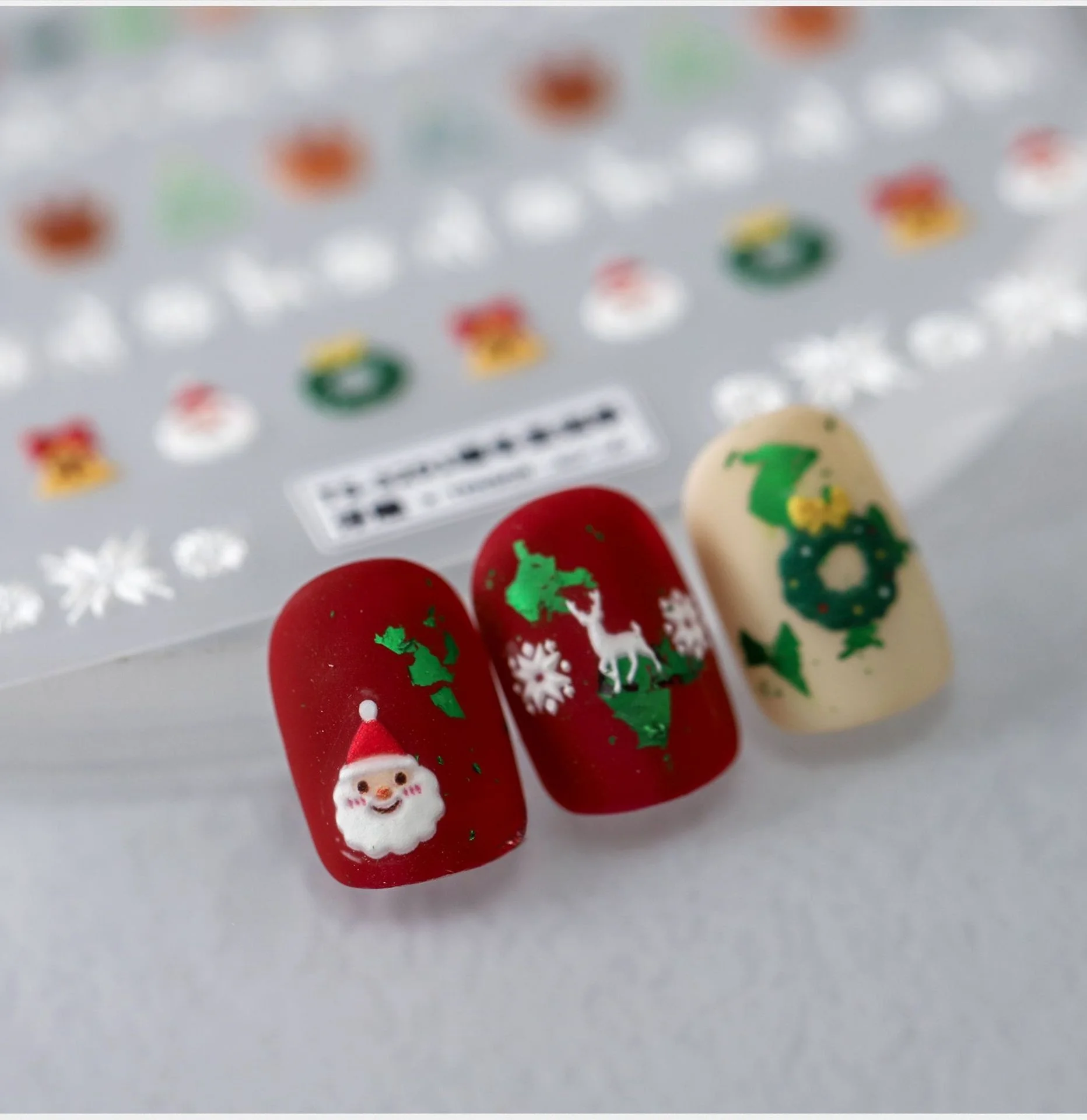 5D-Nagelaufkleber, hochwertige dreidimensionale Weihnachts-Nagelkunstaufkleber, warmer Winter, Weihnachtsserie, Nageldekorationsaufkleber Image