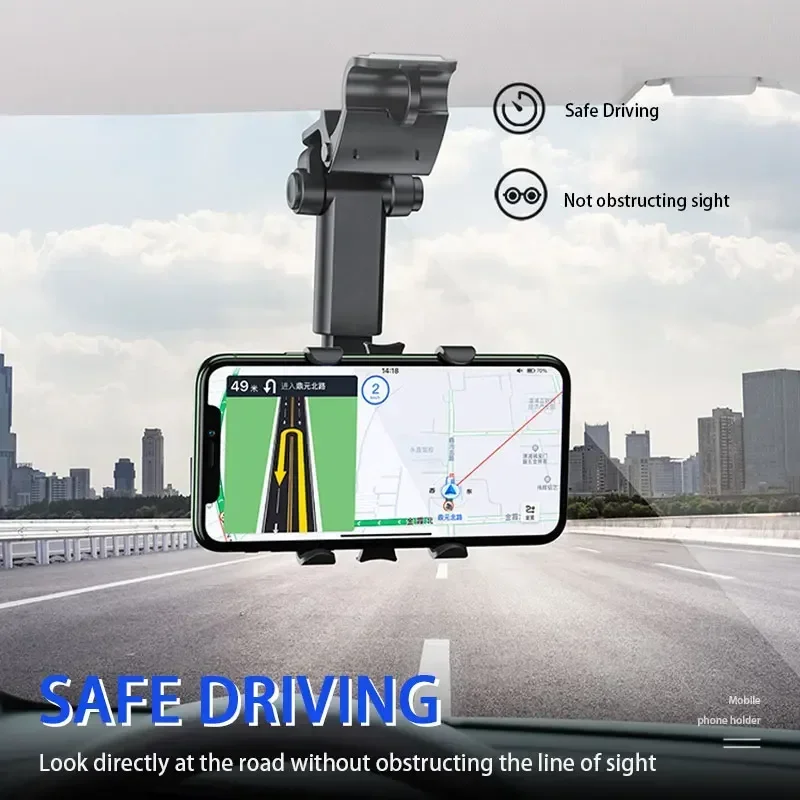 Neue Auto Universal Clip Auto Telefon Halter 360 Grad Drehbare Versenkbare Telefon Halterung Ständer Für Dash Cam GPS Smartphone Halterung Image