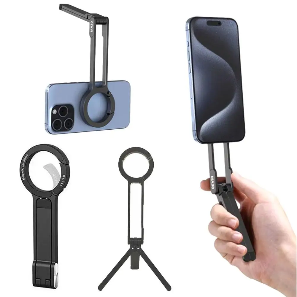 Karabiner-montiert Telefon Stativ Magnetische Ring doppelseitige Magnetische Telefon Halter Für Vlog Livestreaming Uhr TV Stand Image