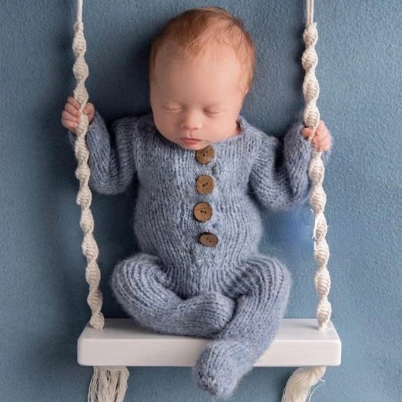 Neugeborenen Fotografie Requisiten Baby Schaukel Stuhl Holz Möbel Kleinkinder Foto Schießen Prop Zubehör Baby Foto Requisiten Schaukeln Image