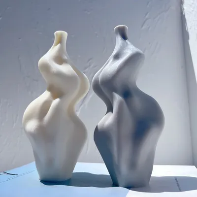 Irregular Geometric Sculptured Candle Mold Twirl Pillar Soy Wax Candles Silicone Mold For Art Deco