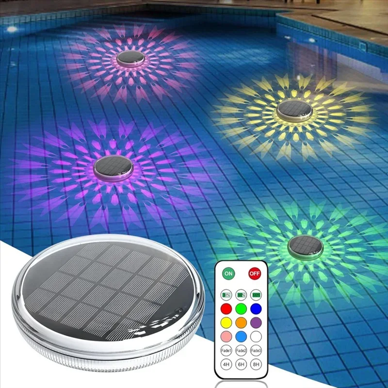Solar-Schwimmlicht, Poolleuchten, die mit Fernbedienung schweben, Modi 9, Beleuchtungs-Timing-Modus, IP67 wasserdicht, für Poolpartys Image