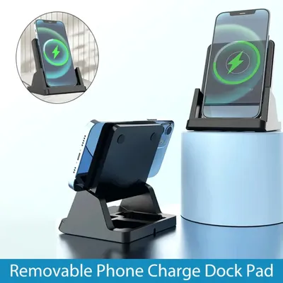 Desktop Wireless Charger Removable Phone Charge Dock Pad For iPhone 16 15 14 13 12 Pro Max Samsung Xiaomi Fast Charging Station