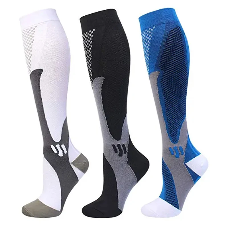 3 paia di calzini a compressione da uomo palestra calcio all'aperto escursionismo naturale calzini da ciclismo vene varicose diabete gonfiore calzini da gravidanza