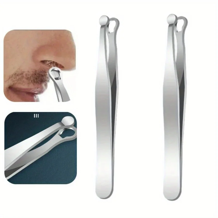 Edelstahl Runde Kopf Ring Nase Ohr Haar Clip Bart Schnurrbart Trimmer Augenbraue Clipper Push Nase Stirn Haar Pinzette Cut Image