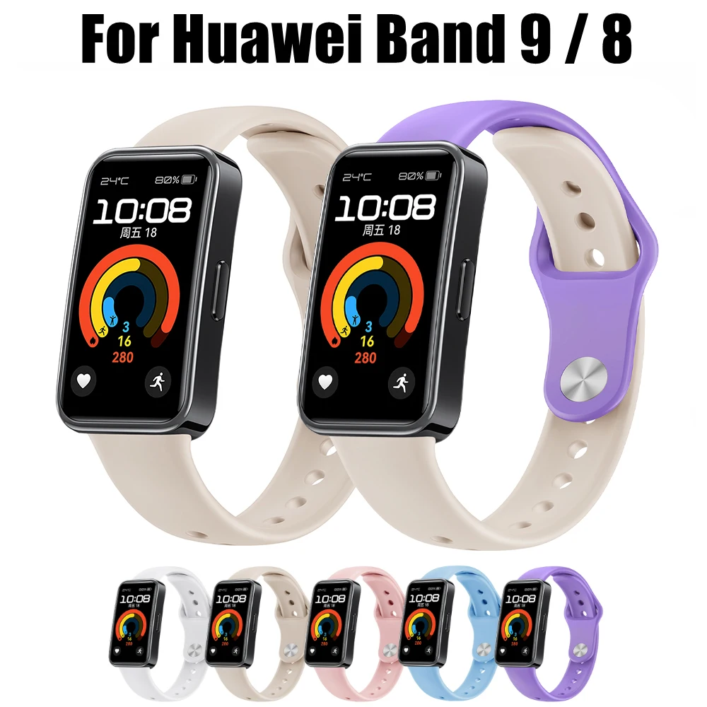Silikon-Uhrenarmband für Huawei Band 9/8, atmungsaktives Ersatzarmband, Smartwatch-Armband für Huawei Band 9/8, Zubehör Image