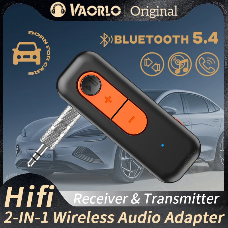 Verbesserter Bluetooth 5.4 Auto-AUX-Audio-Adapter, HiFi-Stereo-Musik, kabelloser Empfänger, Sender, 3,5 mm, mit Mikrofon, Anruf für Car Kit Image