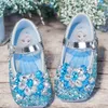 Kinder-Freizeitschuhe, Elsa-Prinzessin, Frozen, PU-Leder, Pailletten, Kristall, Frühlingsschuhe, rutschfest, weicher Boden, Lila, Blau, Größe 23–34