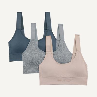 Nautica Women's Seamless Scoop Bra, 3-Pack Black, XL