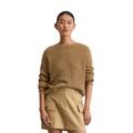 Strickpullover MARC O'POLO "aus Heavy-Weight-Organic-Cotton", Damen, Gr. L, braun (pure sand), Obermaterial: 100% Baumwolle, unifarben, casual, U-Boot-Ausschnitt, Langarm, Pullover