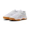 Hallenschuh PUMA "SOLARFLASH III JR", Gr. 34, puma weiß, lila crush, berry, Textil, sportlich, Schuhe