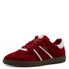 Plateausneaker TAMARIS, Damen, Gr. 36, rot (merlot), Lederimitat, Veloursleder, unifarben mit Farbeinsatz, sportlich, Schuhe, Freizeitschuh, Halbschuh, Schnürschuh mit gepolstertem Schaftrand
