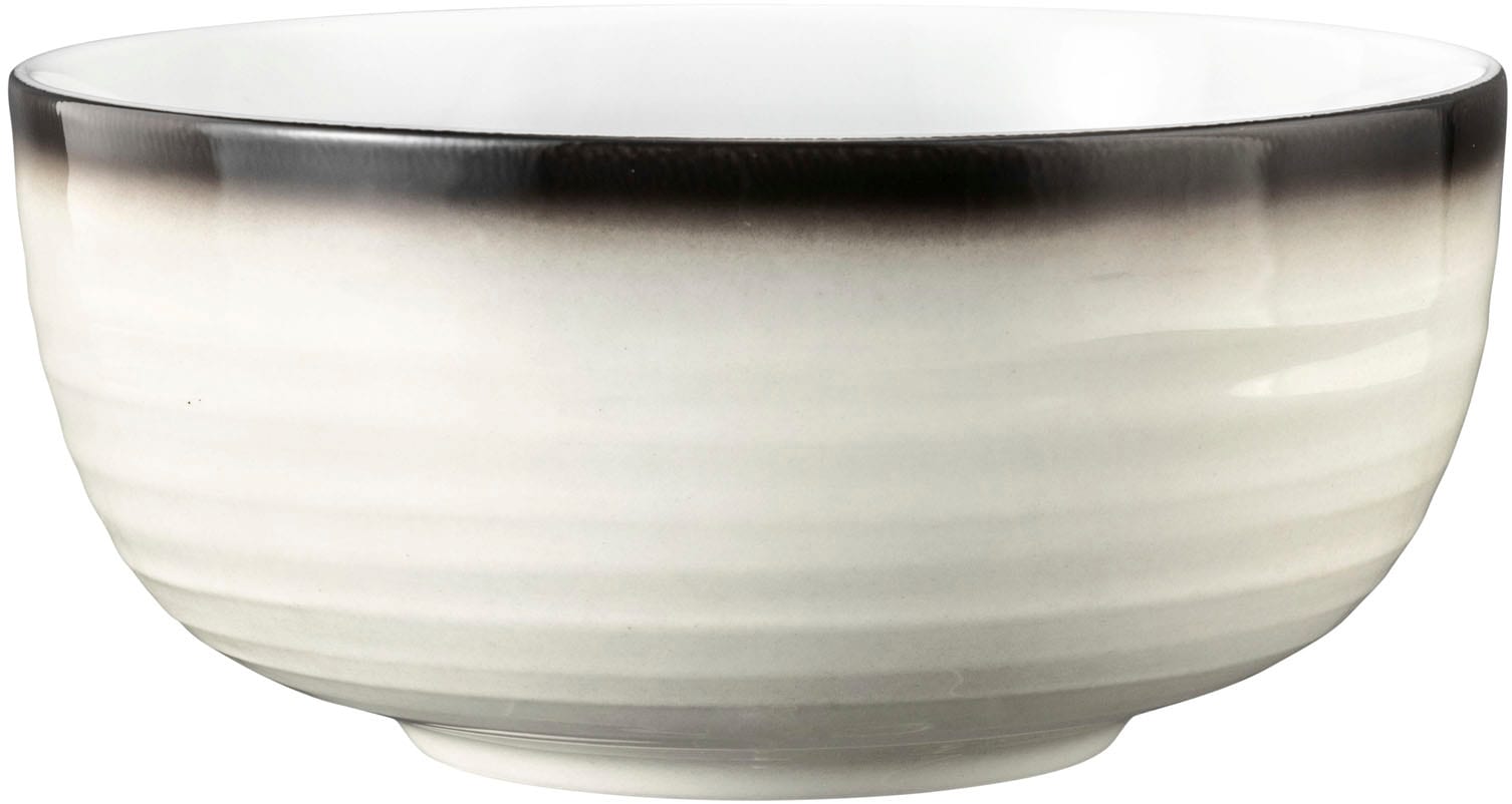 Müslischale SELTMANN WEIDEN "Terra Corso", weiß (weiß, anthrazit, beige, grau), B:15cm H:7cm L:15cm T:15cm Ø:15cm, Porzellan, Schüsseln, Müslischale, Schale 15 cm