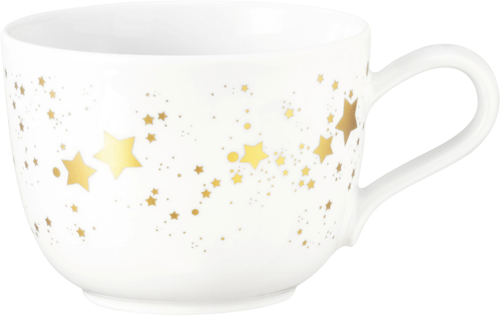 Tasse SELTMANN WEIDEN "Liberty - Golden Stars", gold (weiß, goldfarben), B:8,7cm H:6,4cm Ø:11,6cm, Porzellan, Trinkgefäße, Tasse, Kaffeeobertasse 0,26 l