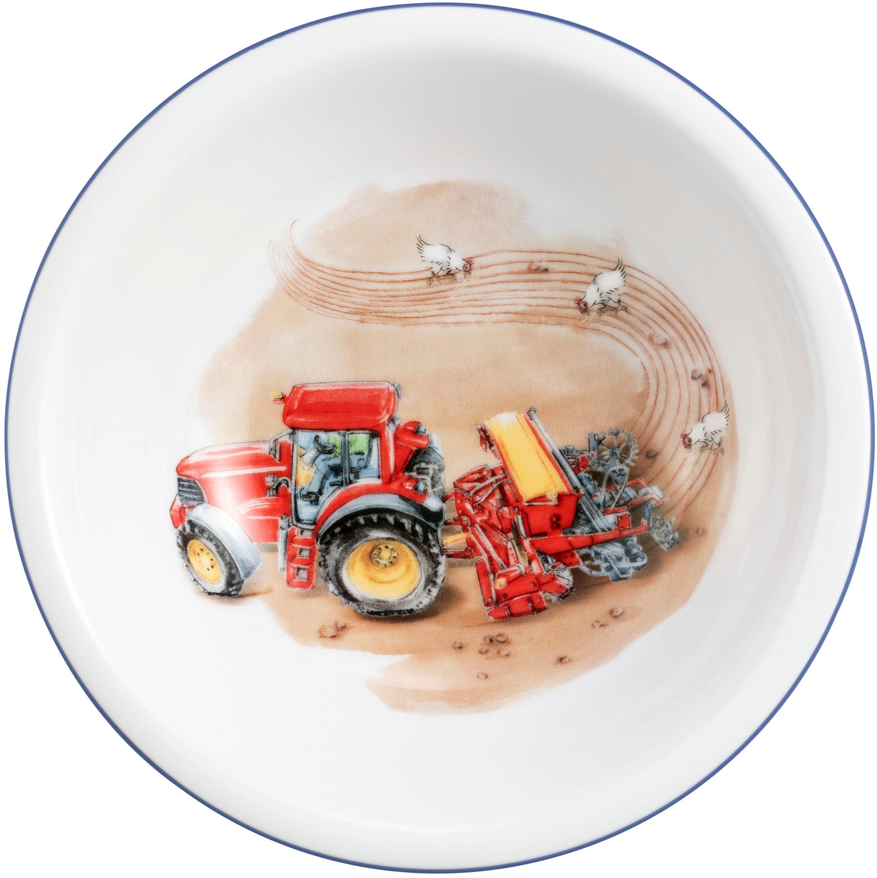 Schüssel SELTMANN WEIDEN "Compact - Mein Traktor", bunt (weiß, bunt), B:16cm H:5cm L:16cm T:16cm Ø:16cm, Porzellan, Schüsseln, Schale rund 16 cm