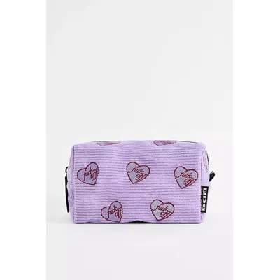 BDG F*ck Off Corduroy Makeup Bag - Lilac 18cm x W: 10cm x H: 11cm at Urban Outfitters